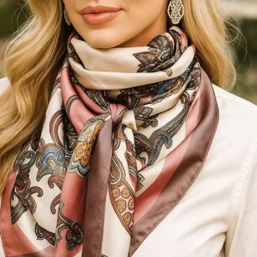 Pink & Brown Paisley Wild Rag Scarf